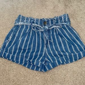 striped denim shorts